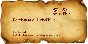 Birbauer Urbán névjegykártya